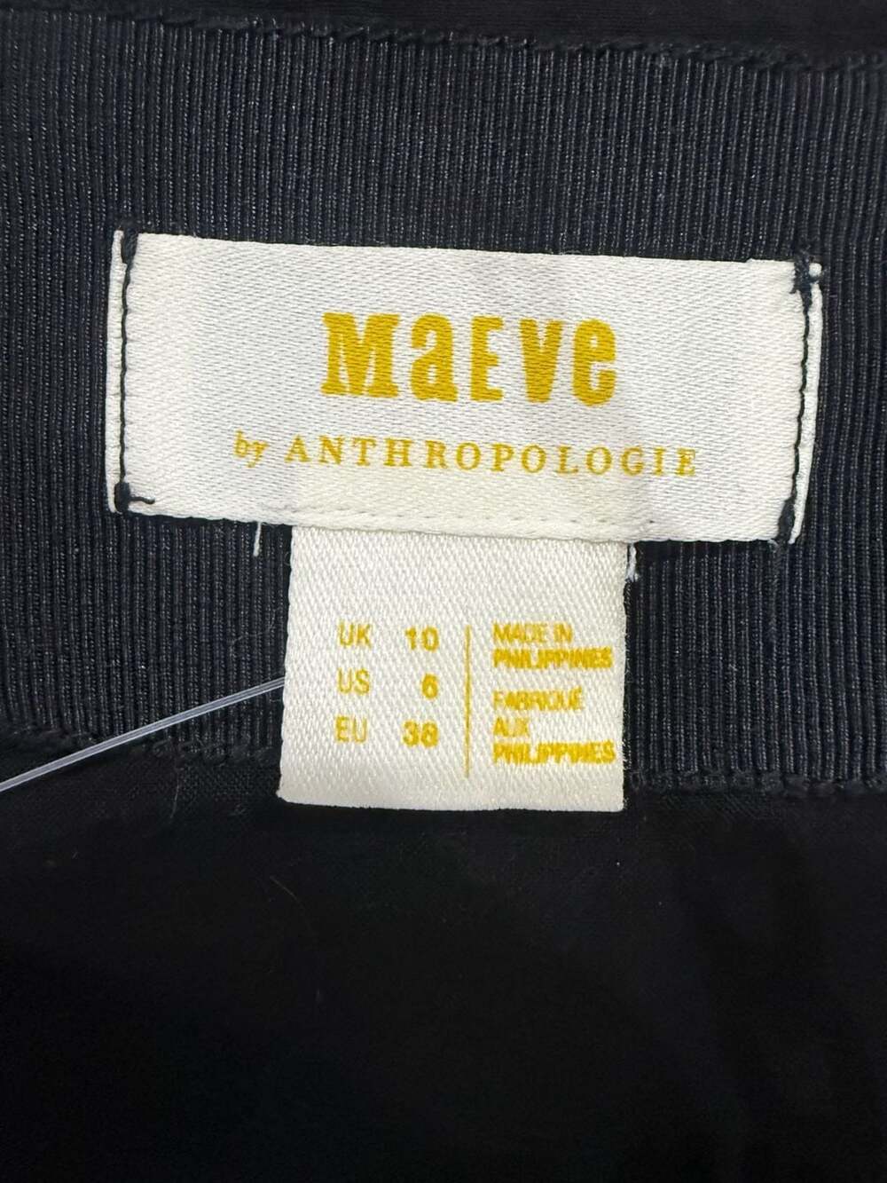 Maeve Anthropologie Tweed Belted Dress Faux Leather Trim Preppy US 6 Black White - Picture 4 of 8